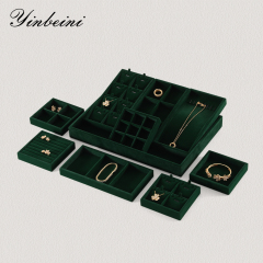 Yinbeini Professional Jewelry Display Tray High Grade Solid Wood and Microfiber Material for Window Display Counter Decoration P017