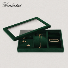 Yinbeini Professional Jewelry Display Tray High Grade Solid Wood and Microfiber Material for Window Display Counter Decoration P017