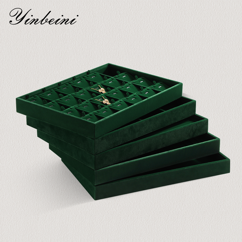 Yinbeini Professional Jewelry Display Tray High Grade Solid Wood and Microfiber Material for Window Display Counter Decoration P017