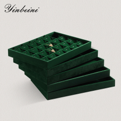 Yinbeini Professional Jewelry Display Tray High Grade Solid Wood and Microfiber Material for Window Display Counter Decoration P017