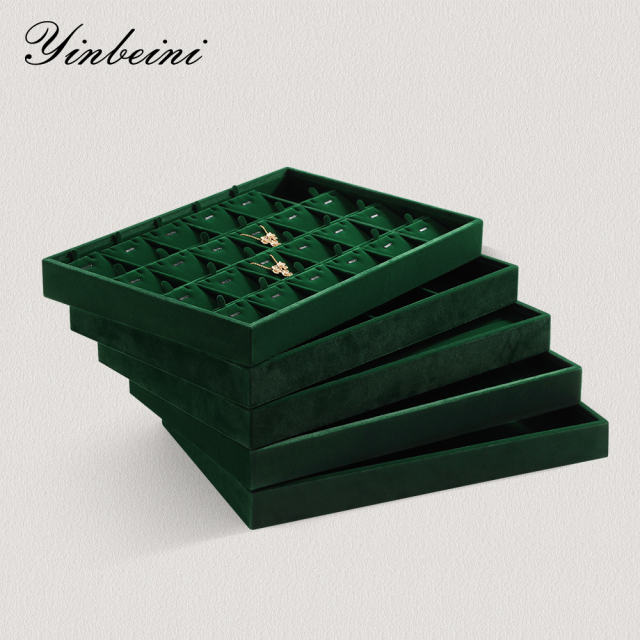Yinbeini Professional Jewelry Display Tray High Grade Solid Wood and Microfiber Material for Window Display Counter Decoration P017