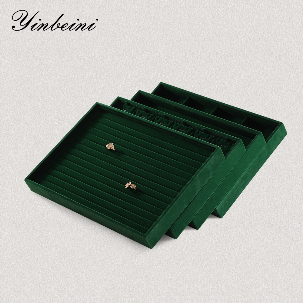 Yinbeini Professional Jewelry Display Tray High Grade Solid Wood and Microfiber Material for Window Display Counter Decoration P017