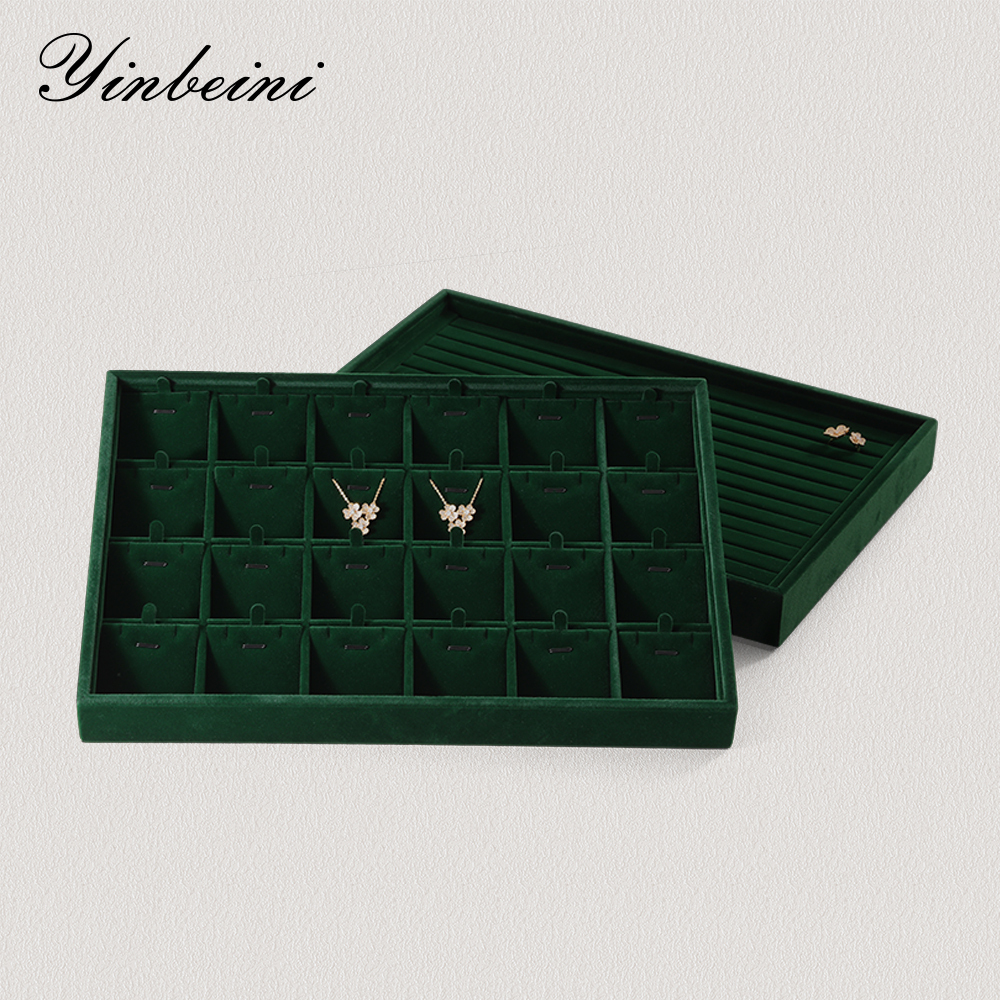 Yinbeini Professional Jewelry Display Tray High Grade Solid Wood and Microfiber Material for Window Display Counter Decoration P017