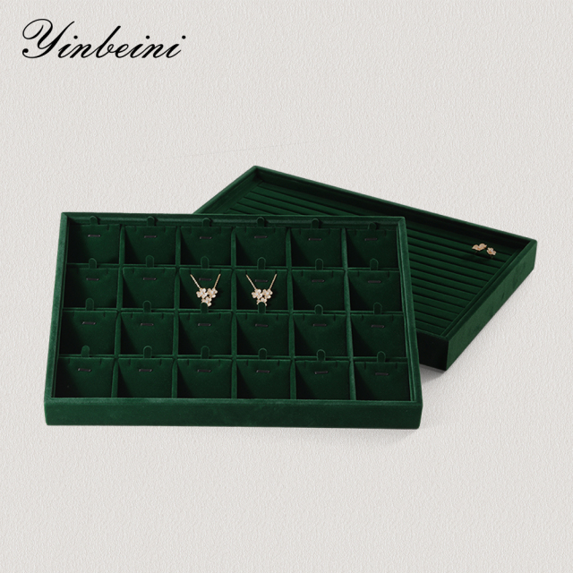 Yinbeini Professional Jewelry Display Tray High Grade Solid Wood and Microfiber Material for Window Display Counter Decoration P017