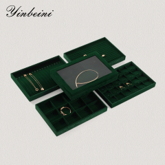 Yinbeini Professional Jewelry Display Tray High Grade Solid Wood and Microfiber Material for Window Display Counter Decoration P017