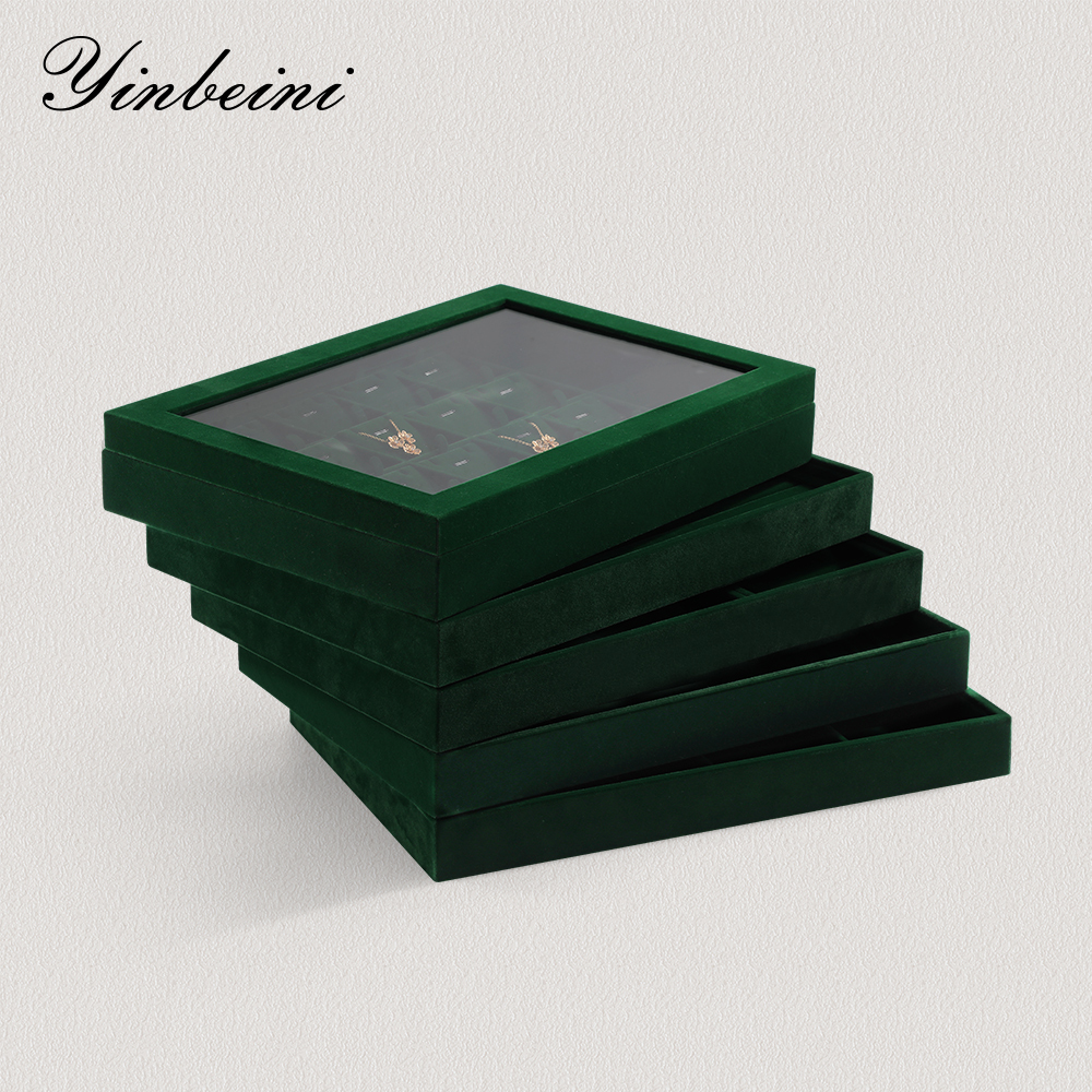 Yinbeini Professional Jewelry Display Tray High Grade Solid Wood and Microfiber Material for Window Display Counter Decoration P017