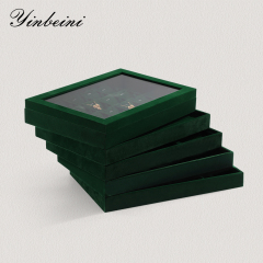 Yinbeini Professional Jewelry Display Tray High Grade Solid Wood and Microfiber Material for Window Display Counter Decoration P017