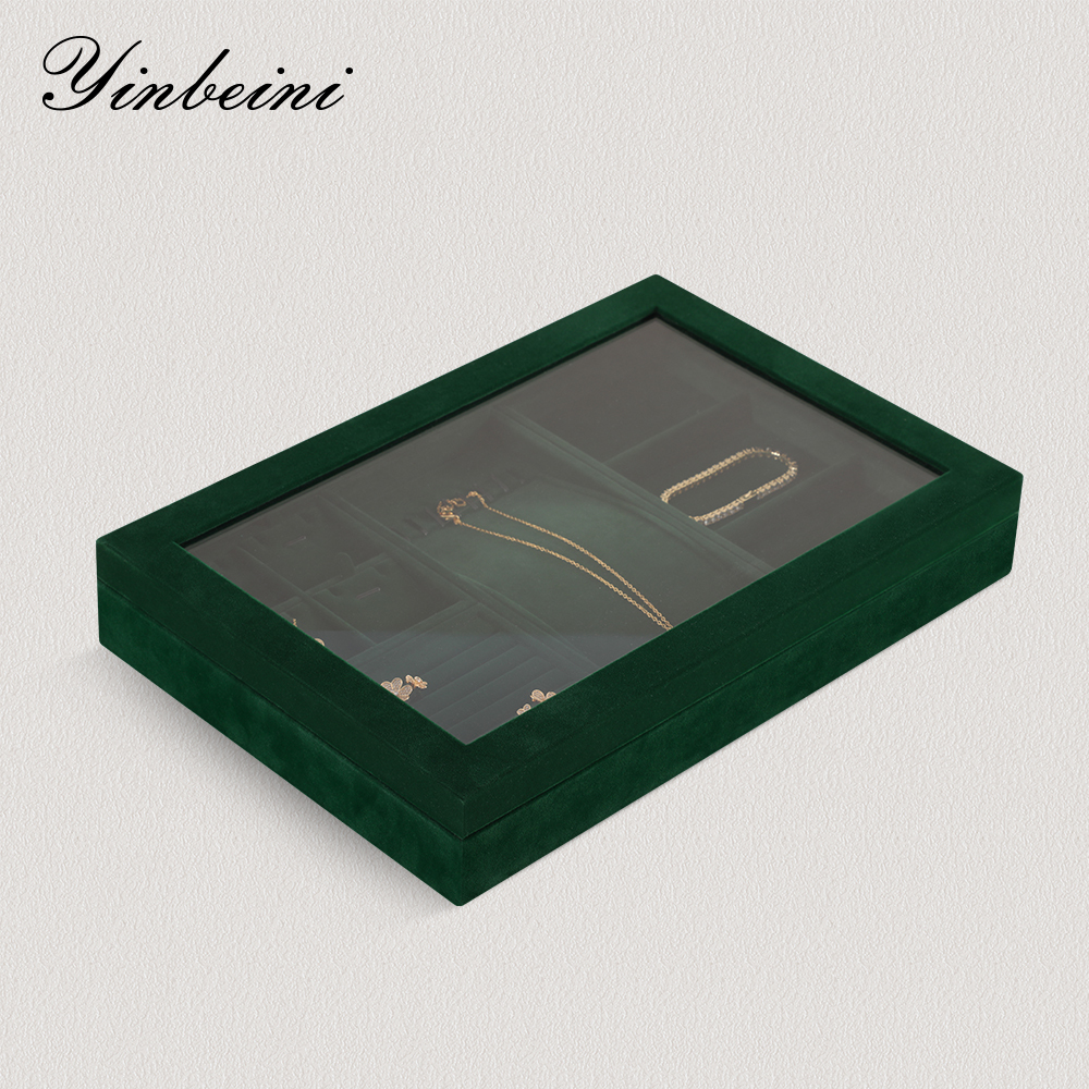 Yinbeini Professional Jewelry Display Tray High Grade Solid Wood and Microfiber Material for Window Display Counter Decoration P017