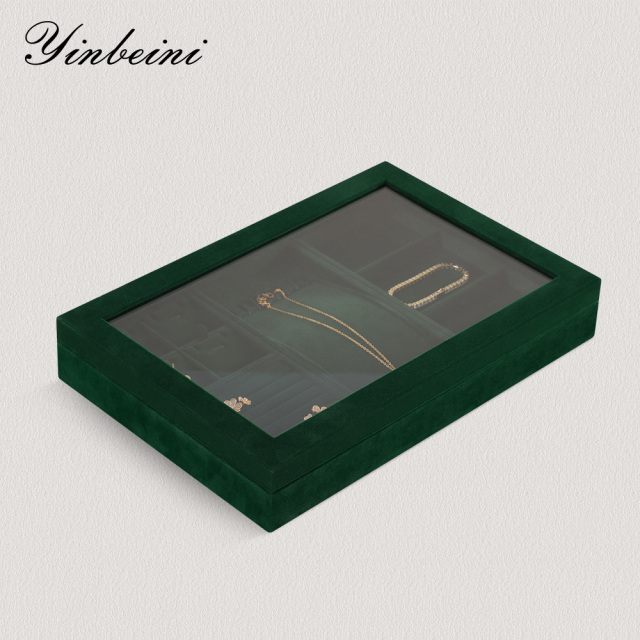 Yinbeini Professional Jewelry Display Tray High Grade Solid Wood and Microfiber Material for Window Display Counter Decoration P017