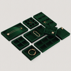 Yinbeini Professional Jewelry Display Tray High Grade Solid Wood and Microfiber Material for Window Display Counter Decoration P017