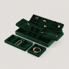 Yinbeini Professional Jewelry Display Tray High Grade Solid Wood and Microfiber Material for Window Display Counter Decoration P017