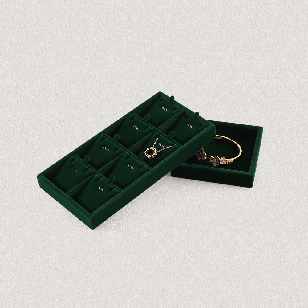 Yinbeini Professional Jewelry Display Tray High Grade Solid Wood and Microfiber Material for Window Display Counter Decoration P017