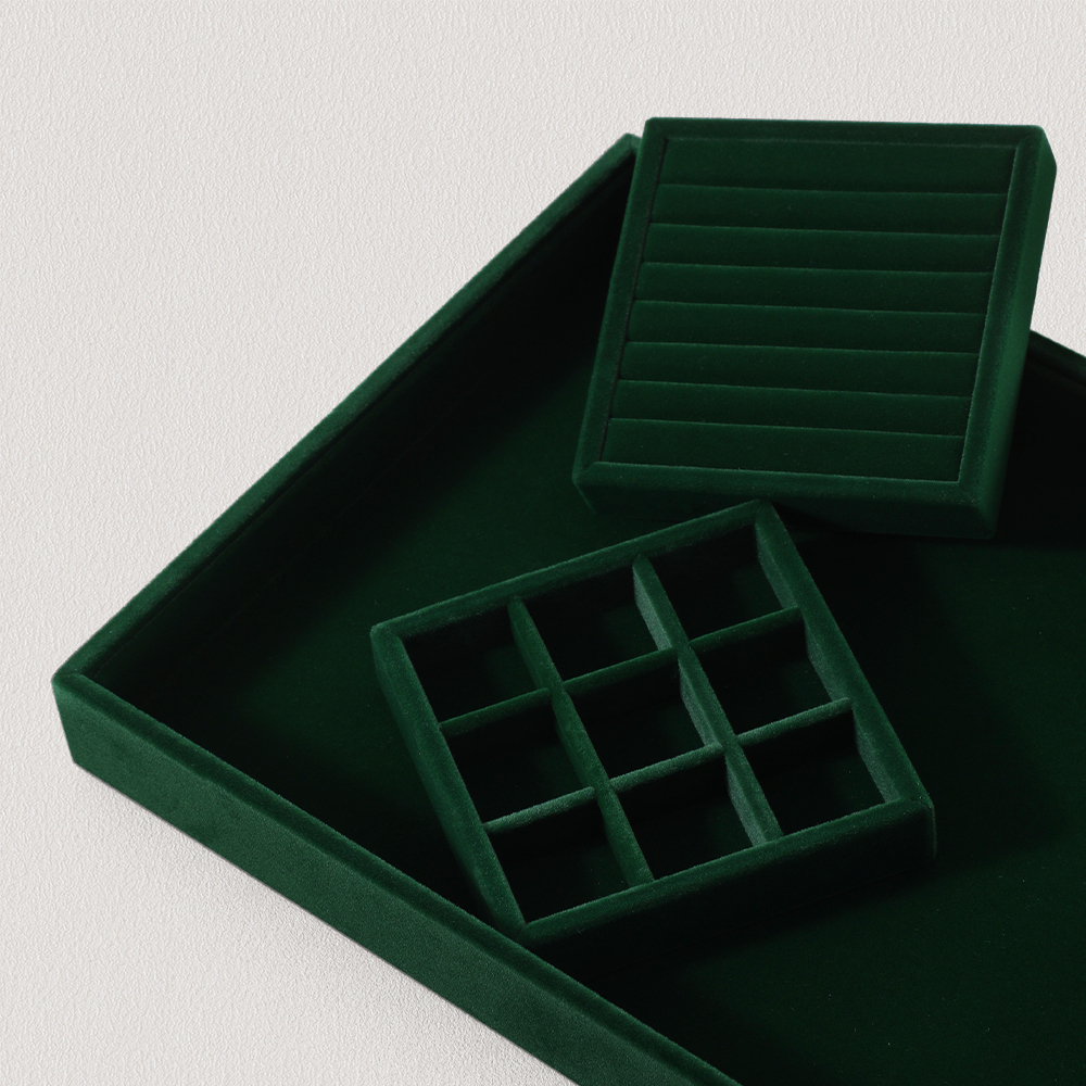 Yinbeini Professional Jewelry Display Tray High Grade Solid Wood and Microfiber Material for Window Display Counter Decoration P017