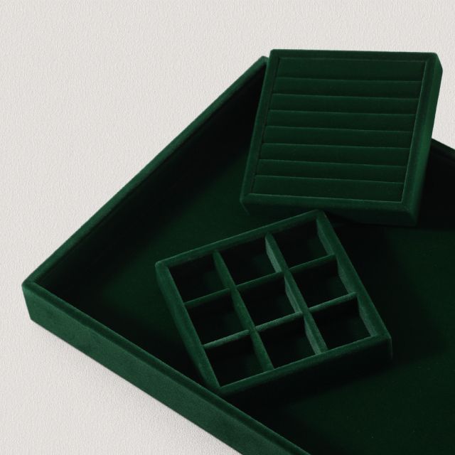 Yinbeini Professional Jewelry Display Tray High Grade Solid Wood and Microfiber Material for Window Display Counter Decoration P017