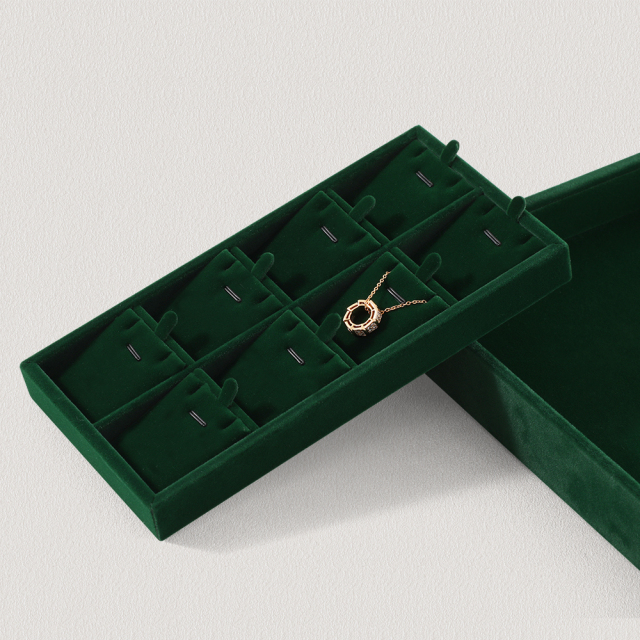 Yinbeini Professional Jewelry Display Tray High Grade Solid Wood and Microfiber Material for Window Display Counter Decoration P017