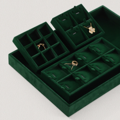 Yinbeini Professional Jewelry Display Tray High Grade Solid Wood and Microfiber Material for Window Display Counter Decoration P017