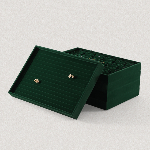 Yinbeini Professional Jewelry Display Tray High Grade Solid Wood and Microfiber Material for Window Display Counter Decoration P017