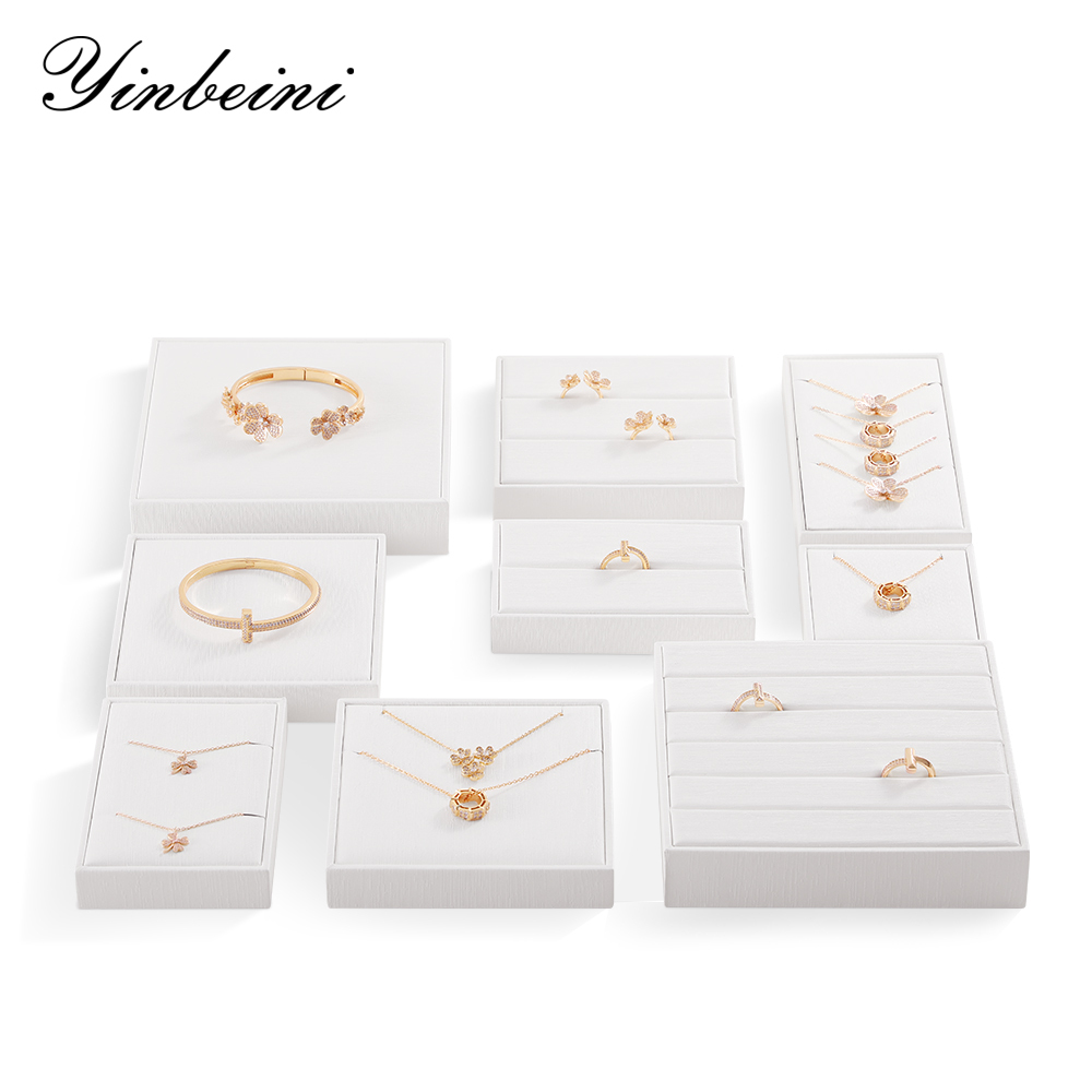 Yinbeini Necklace Ring Bracelet Display Holder PU Leather Jewel Display Set Jewelry Accessories Storage Organizer P018