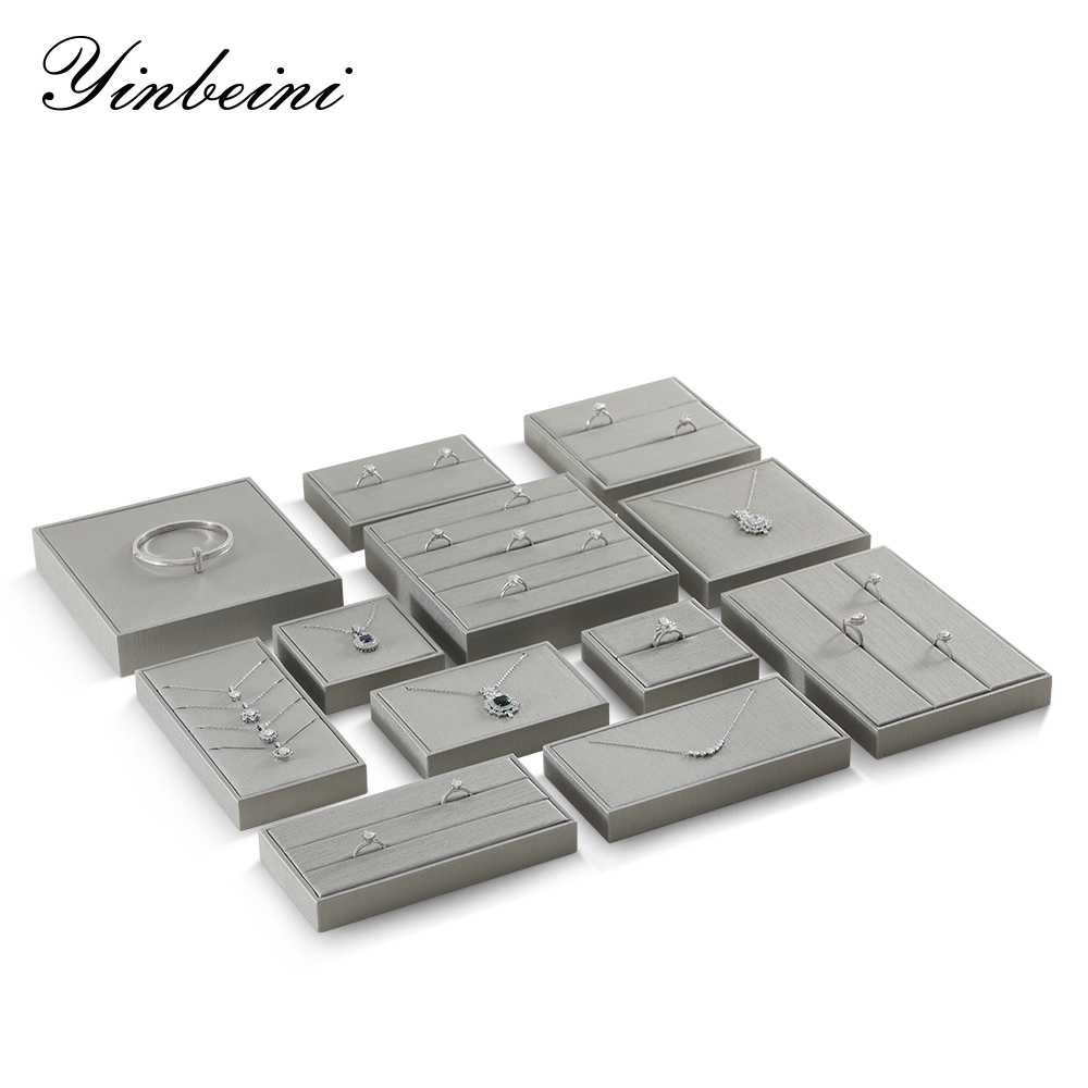 Yinbeini Necklace Ring Bracelet Display Holder PU Leather Jewel Display Set Jewelry Accessories Storage Organizer P018