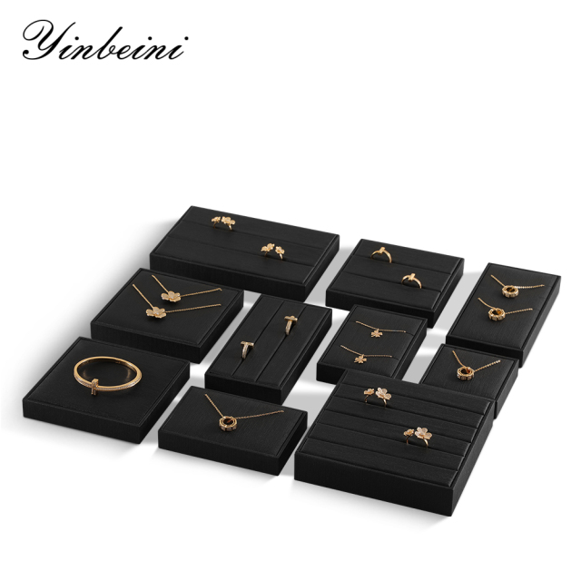 Yinbeini Necklace Ring Bracelet Display Holder PU Leather Jewel Display Set Jewelry Accessories Storage Organizer P018