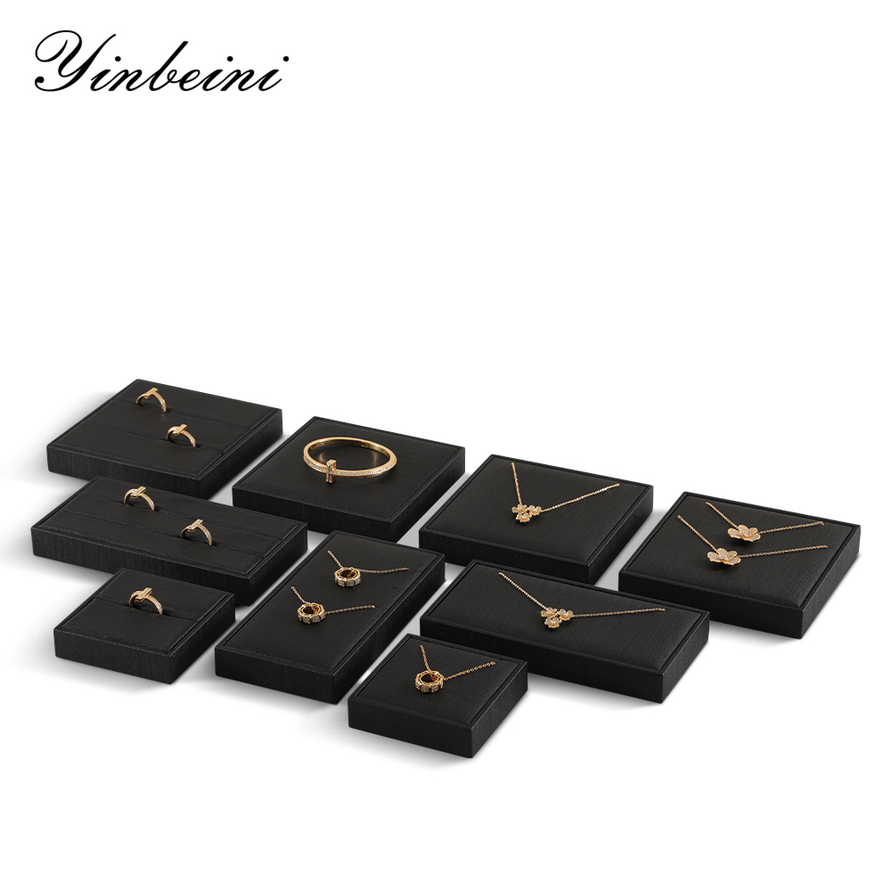 Yinbeini Necklace Ring Bracelet Display Holder PU Leather Jewel Display Set Jewelry Accessories Storage Organizer P018