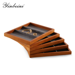 Yinbeini Jewelry tray storage solid wood yellow wood bracelet earrings ring bracelet necklace display tray jewelry display wooden tray P026