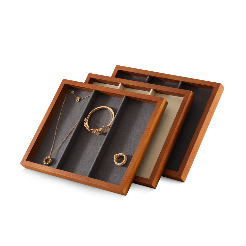 Yinbeini Jewelry tray storage solid wood yellow wood bracelet earrings ring bracelet necklace display tray jewelry display wooden tray P026