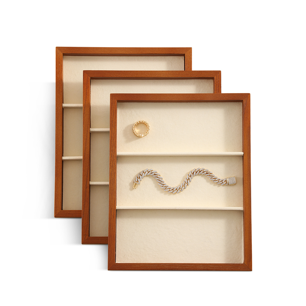 Yinbeini Jewelry tray storage solid wood yellow wood bracelet earrings ring bracelet necklace display tray jewelry display wooden tray P026