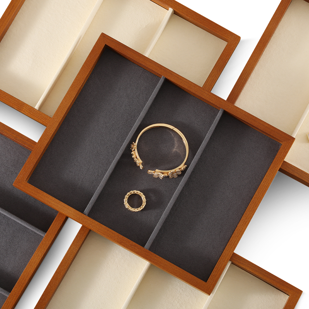 Yinbeini Jewelry tray storage solid wood yellow wood bracelet earrings ring bracelet necklace display tray jewelry display wooden tray P026