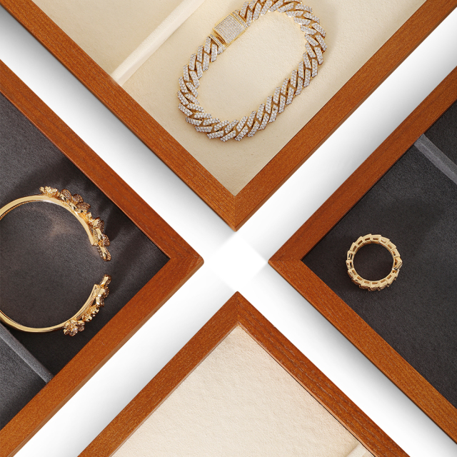 Yinbeini Jewelry tray storage solid wood yellow wood bracelet earrings ring bracelet necklace display tray jewelry display wooden tray P026