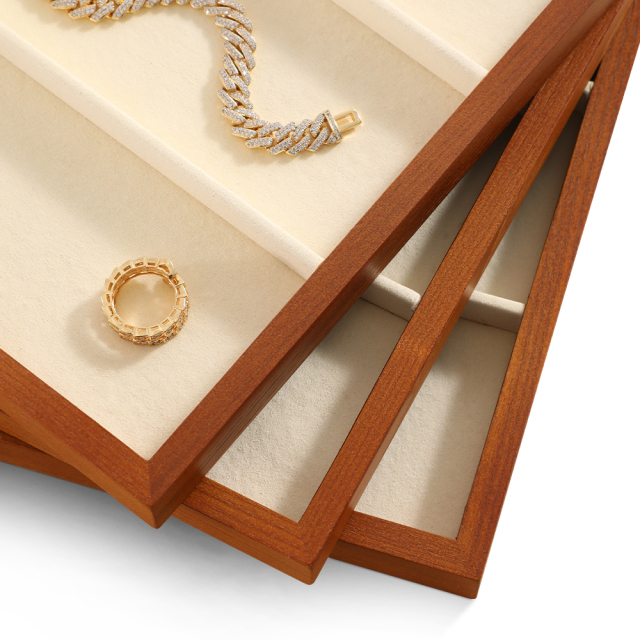Yinbeini Jewelry tray storage solid wood yellow wood bracelet earrings ring bracelet necklace display tray jewelry display wooden tray P026