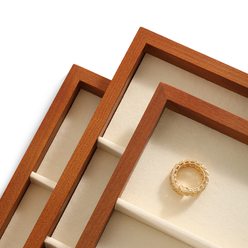 Yinbeini Jewelry tray storage solid wood yellow wood bracelet earrings ring bracelet necklace display tray jewelry display wooden tray P026