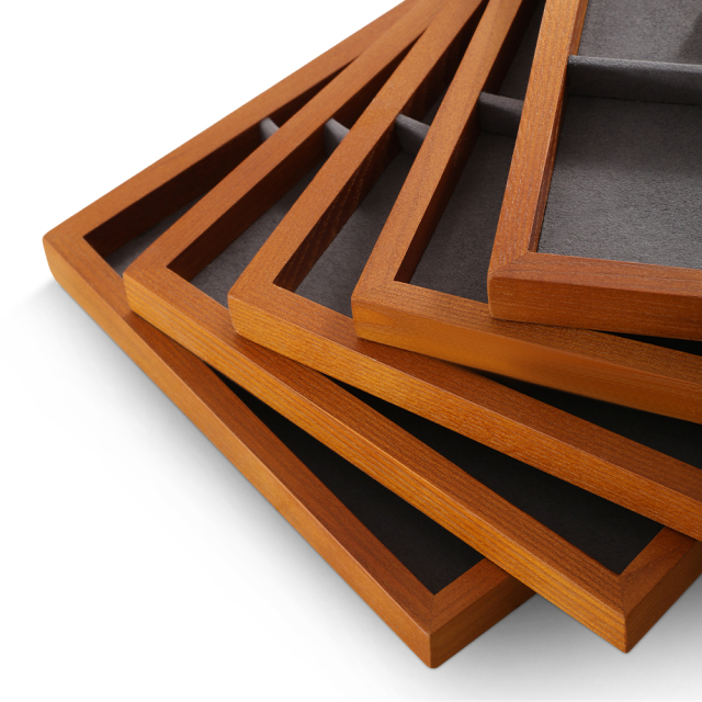 Yinbeini Jewelry tray storage solid wood yellow wood bracelet earrings ring bracelet necklace display tray jewelry display wooden tray P026