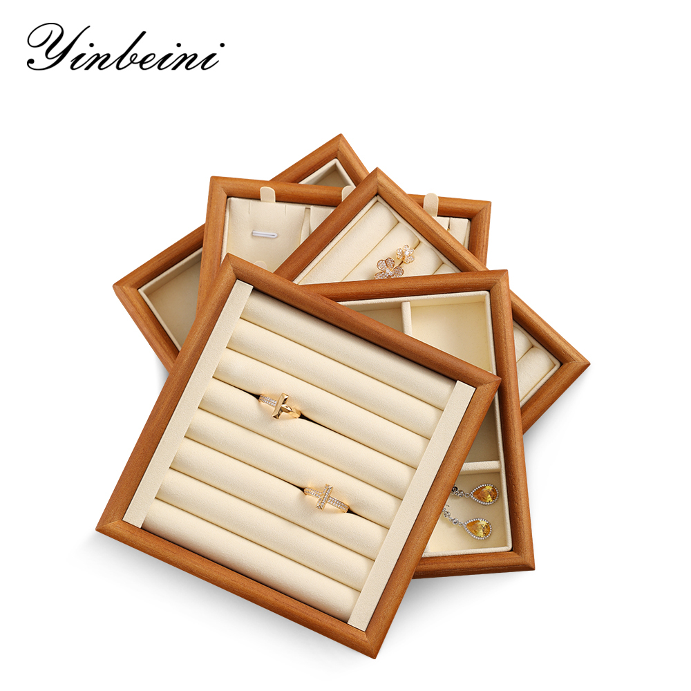 Yinbeini Jewelry storage tray jewelry display pallet empty ring tray pendant tray bracelet bracelet arc solid wood jewelry display tray P027