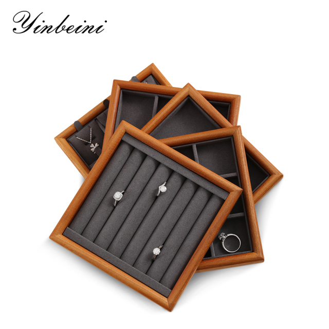Yinbeini Jewelry storage tray jewelry display pallet empty ring tray pendant tray bracelet bracelet arc solid wood jewelry display tray P027