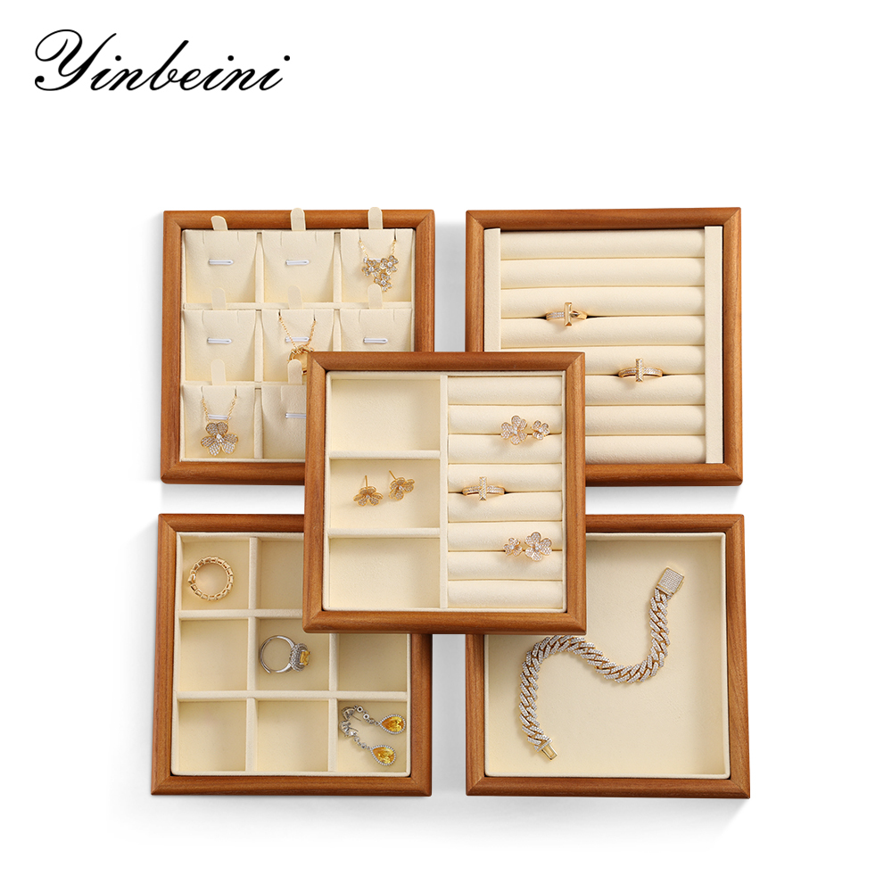 Yinbeini Jewelry storage tray jewelry display pallet empty ring tray pendant tray bracelet bracelet arc solid wood jewelry display tray P027