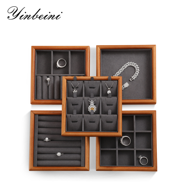 Yinbeini Jewelry storage tray jewelry display pallet empty ring tray pendant tray bracelet bracelet arc solid wood jewelry display tray P027