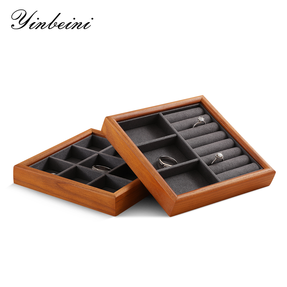 Yinbeini Jewelry storage tray jewelry display pallet empty ring tray pendant tray bracelet bracelet arc solid wood jewelry display tray P027