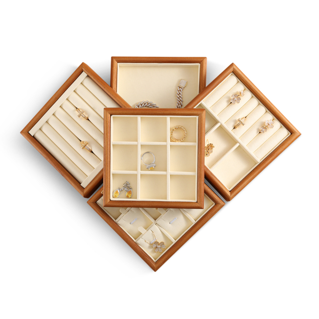 Yinbeini Jewelry storage tray jewelry display pallet empty ring tray pendant tray bracelet bracelet arc solid wood jewelry display tray P027