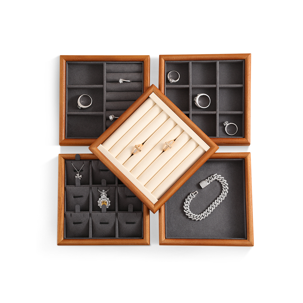 Yinbeini Jewelry storage tray jewelry display pallet empty ring tray pendant tray bracelet bracelet arc solid wood jewelry display tray P027