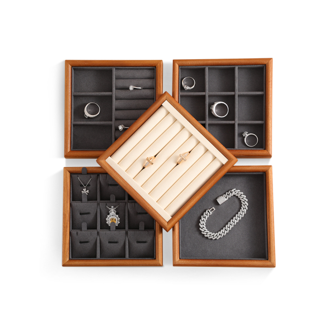 Yinbeini Jewelry storage tray jewelry display pallet empty ring tray pendant tray bracelet bracelet arc solid wood jewelry display tray P027