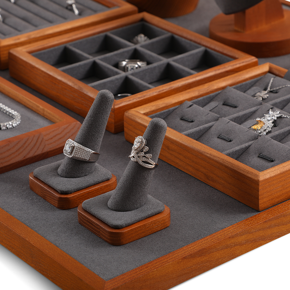 Yinbeini Jewelry storage tray jewelry display pallet empty ring tray pendant tray bracelet bracelet arc solid wood jewelry display tray P027