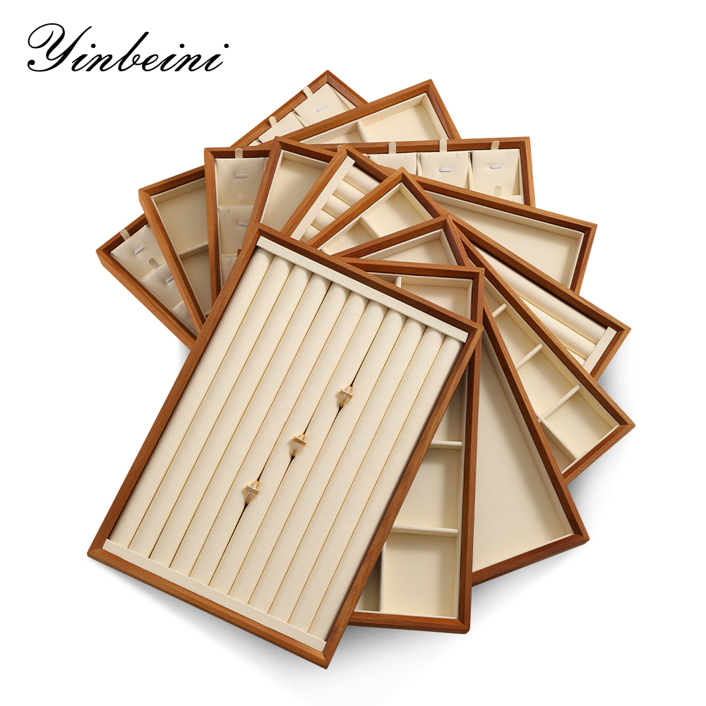 Yinbeini Jewelry storage tray jewelry display pallet empty ring tray pendant tray bracelet bracelet inner oblique solid wood jewelry display tray P028