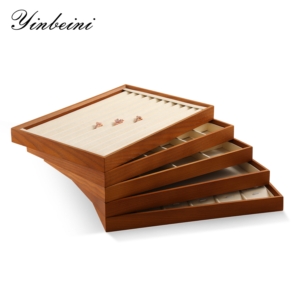 Yinbeini Jewelry storage tray jewelry display pallet empty ring tray pendant tray bracelet bracelet inner oblique solid wood jewelry display tray P028