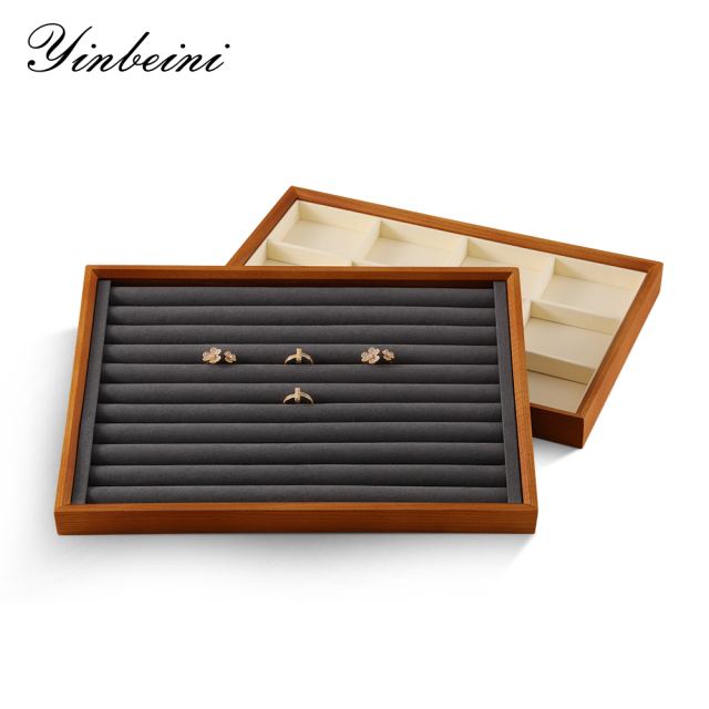 Yinbeini Jewelry storage tray jewelry display pallet empty ring tray pendant tray bracelet bracelet inner oblique solid wood jewelry display tray P028