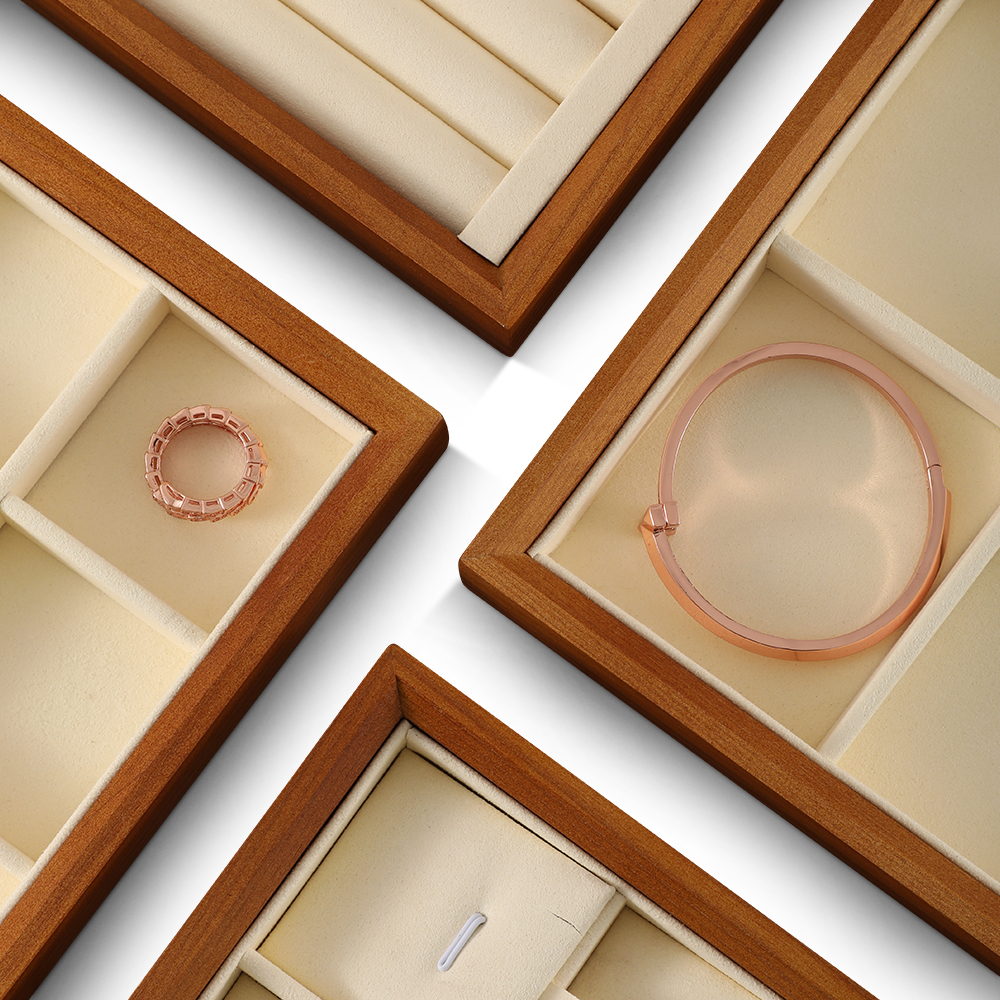 Yinbeini Jewelry storage tray jewelry display pallet empty ring tray pendant tray bracelet bracelet inner oblique solid wood jewelry display tray P028