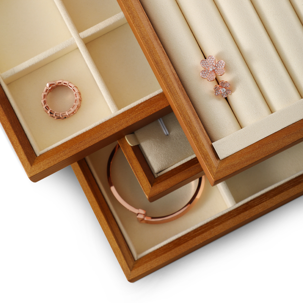 Yinbeini Jewelry storage tray jewelry display pallet empty ring tray pendant tray bracelet bracelet inner oblique solid wood jewelry display tray P028