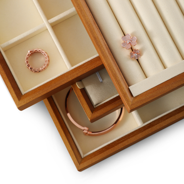 Yinbeini Jewelry storage tray jewelry display pallet empty ring tray pendant tray bracelet bracelet inner oblique solid wood jewelry display tray P028