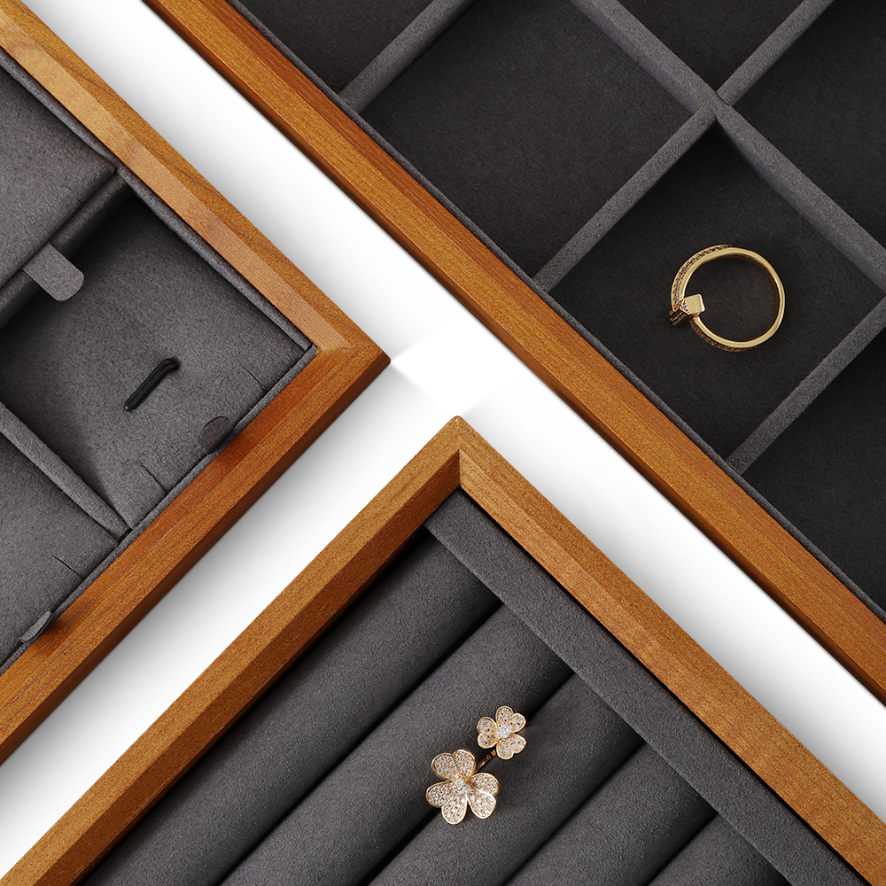 Yinbeini Jewelry storage tray jewelry display pallet empty ring tray pendant tray bracelet bracelet inner oblique solid wood jewelry display tray P028
