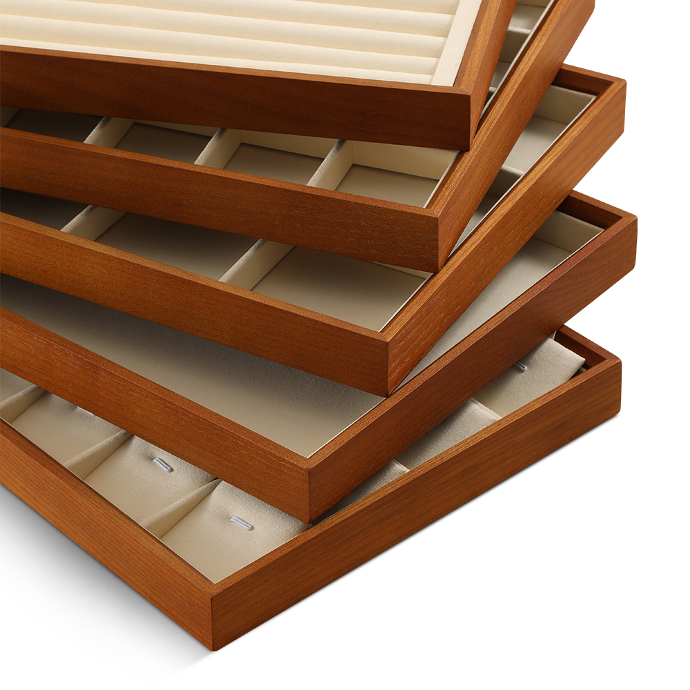 Yinbeini Jewelry storage tray jewelry display pallet empty ring tray pendant tray bracelet bracelet inner oblique solid wood jewelry display tray P028